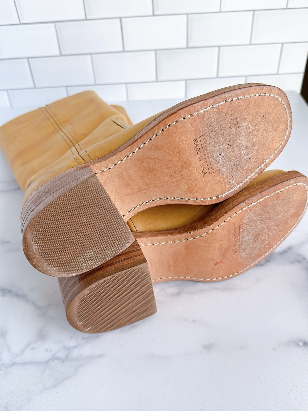 Frye Tall 14L Leather Riding Campus Boots in Banana - Picture 8 of 11
